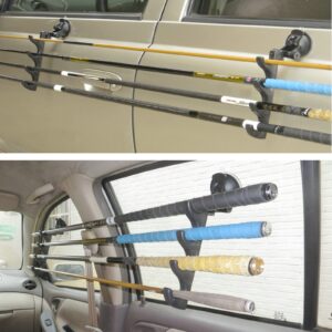 Adjustable Fishing Rod Rack Vehicle Fishing Rod Holder Fishing Rod Storage Rack with Suction Cups Attach for Vehicle Car/Truck/SUV/Boat/Smooth Glass - No installation tools required