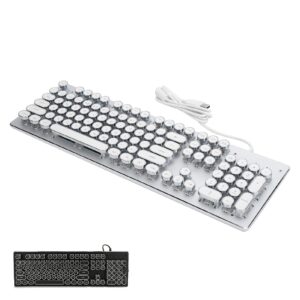 Computer Gaming Keyboard Retro Wired Gaming Mechanical Keyboard Key Portable Keyboard Click with 104 Keys Mixed Light Ergonomic Design Gaming Keyboard(White)