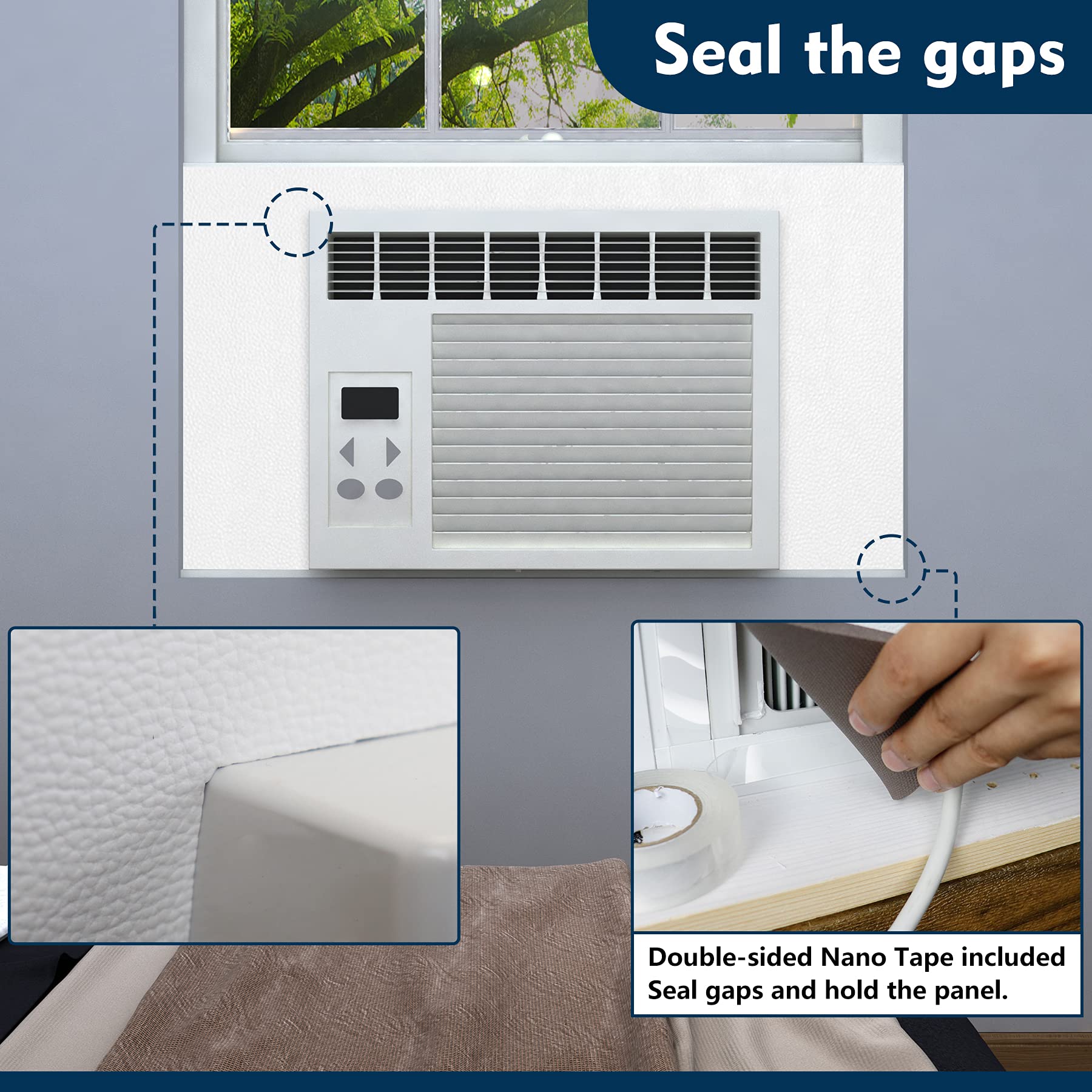 Pearwow Window Air Conditioner Surround Foam Insulation Panels,AC Side Insulating Sun Block for Summer and Winter