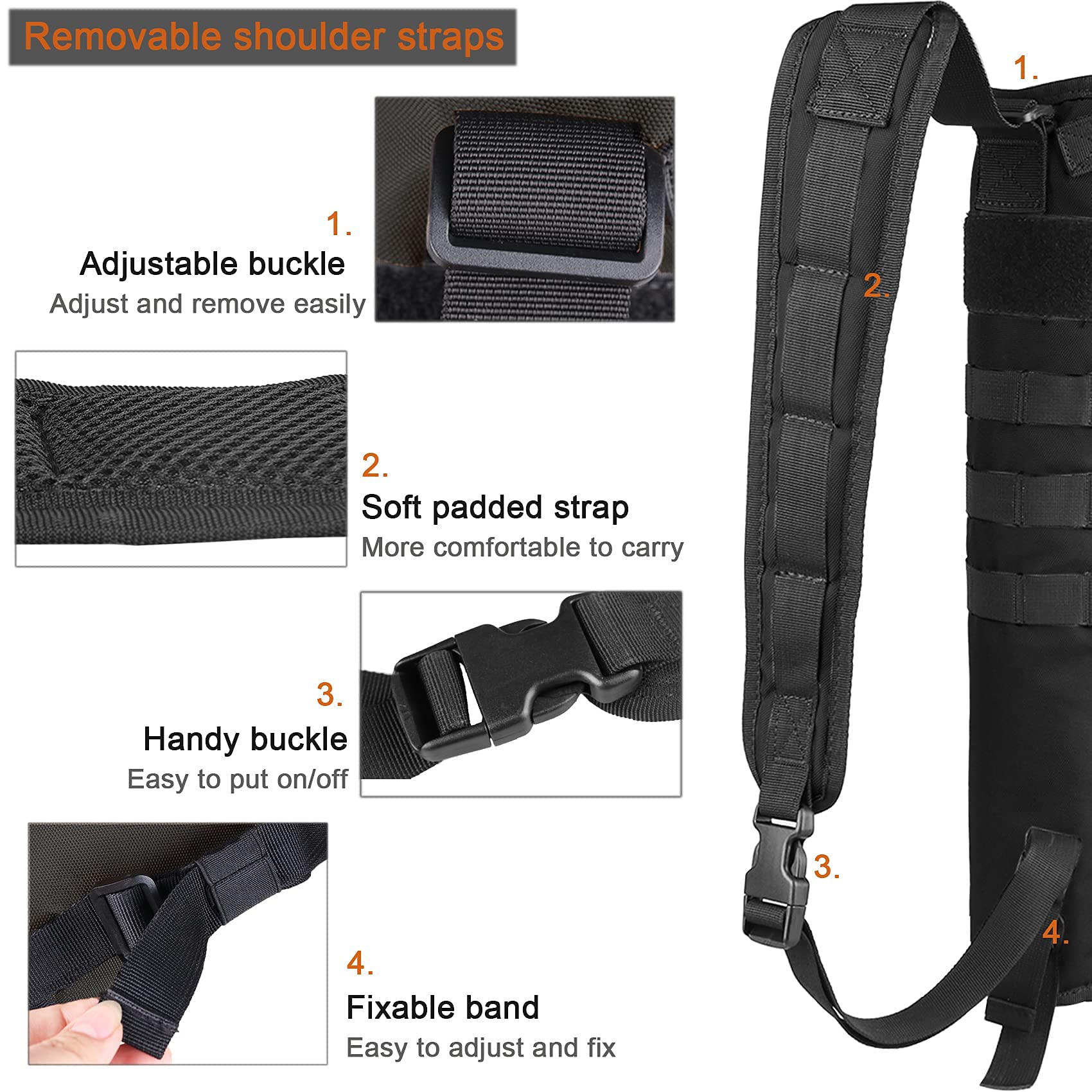 KRATARC Archery Lightweight Back Arrow Quiver Dual Use Foldable Compact Hip Arrows Bag with Molle System Hanged for Target Shooting (Black- diameter 3.5'')