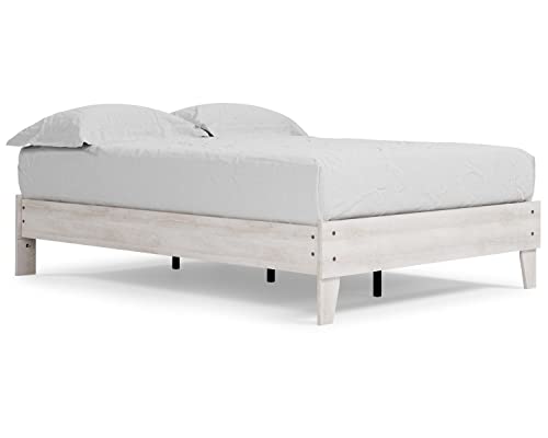 Signature Design by Ashley Shawburn Modern Farmhouse Platform Bed, Queen, Whitewash