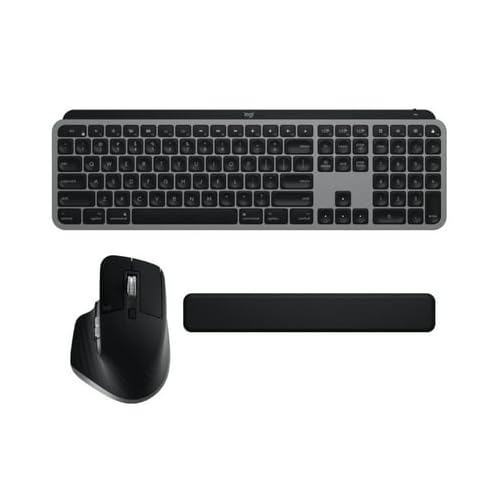 Logitech MX Keys Advanced Illuminated Wireless Keyboard and MX Master 3 Advanced Wireless Mouse for Mac with Palm Rest Bundle (3 Items)