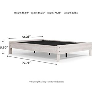 Signature Design by Ashley Shawburn Modern Farmhouse Platform Bed, Queen, Whitewash