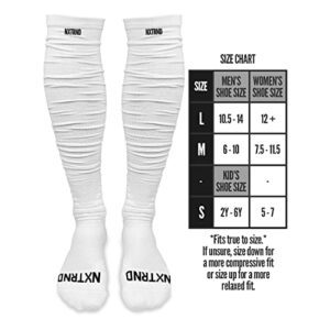 Nxtrnd XTD Scrunch Football Socks, Extra Long Padded Sport Socks for Men & Boys (White, S/M)