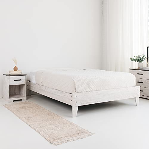 Signature Design by Ashley Shawburn Modern Farmhouse Platform Bed, Queen, Whitewash