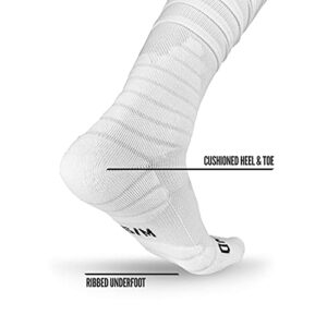 Nxtrnd XTD Scrunch Football Socks, Extra Long Padded Sport Socks for Men & Boys (White, S/M)