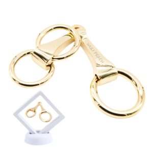 WULI PEACH Horsebit Scarf Ring, Vacuum Plating Stainless Steel eggbutt Equestrian Neck Horsebit Scarf Ring Belt Buckle (Gold+PE Box)