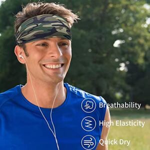 5 Pcs Workout Headbands for Men Elastic Non Slip Sweatbands for Yoga Running Fitness Wicking Hairbands fits All Men and Women Girls