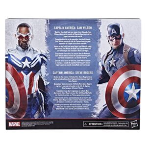 Marvel Legends Series Captain America 2-Pack Steve Rogers and Sam Wilson MCU 6-Inch Figures, 7 Accessories