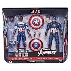 Marvel Legends Series Captain America 2-Pack Steve Rogers and Sam Wilson MCU 6-Inch Figures, 7 Accessories