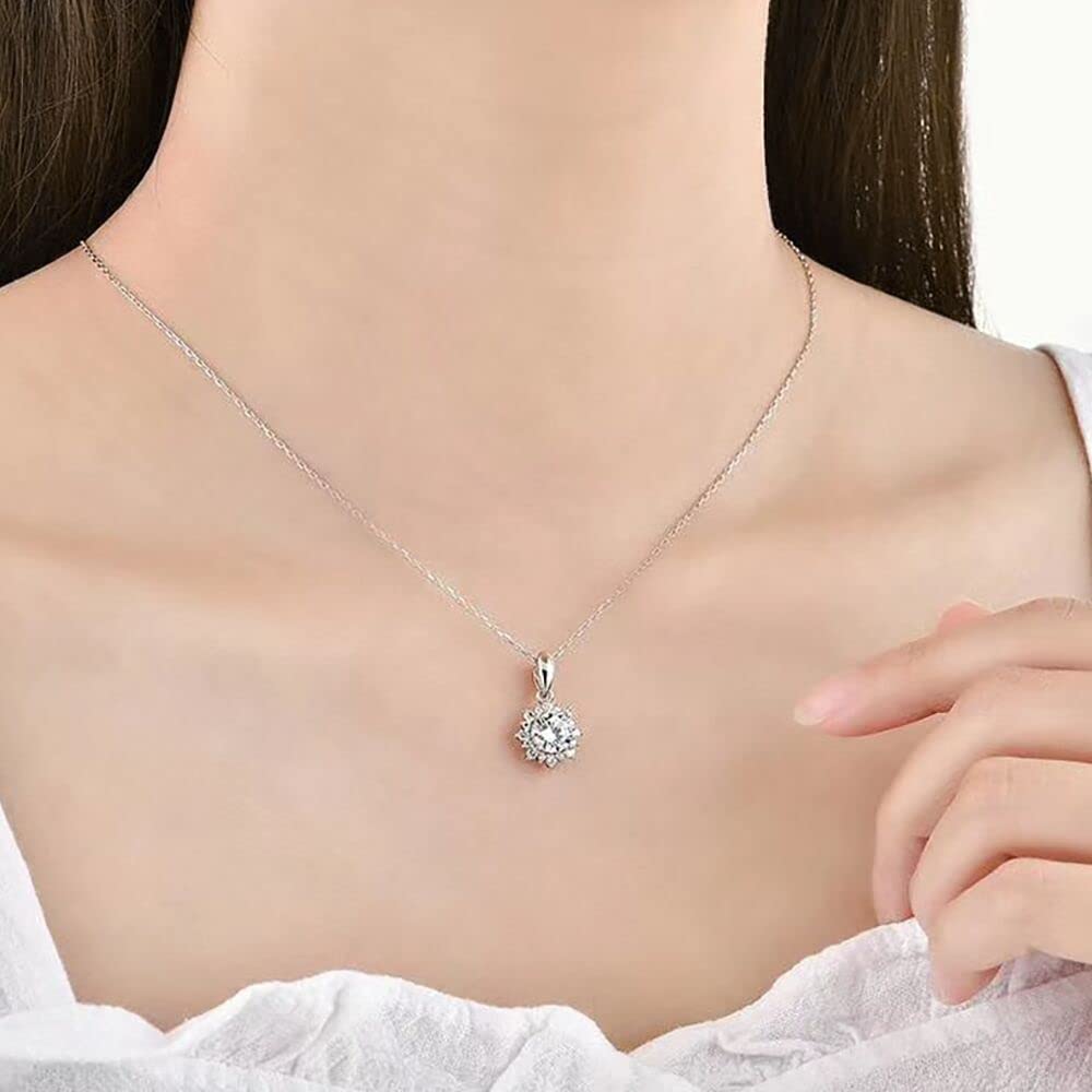 BLIVSTAR Moissanite Necklaces for Women 925 Sterling Silver Necklace with 1CT Diamond 18K Plated Pendant Dainty Jewelry Gift for Women Mom Girls