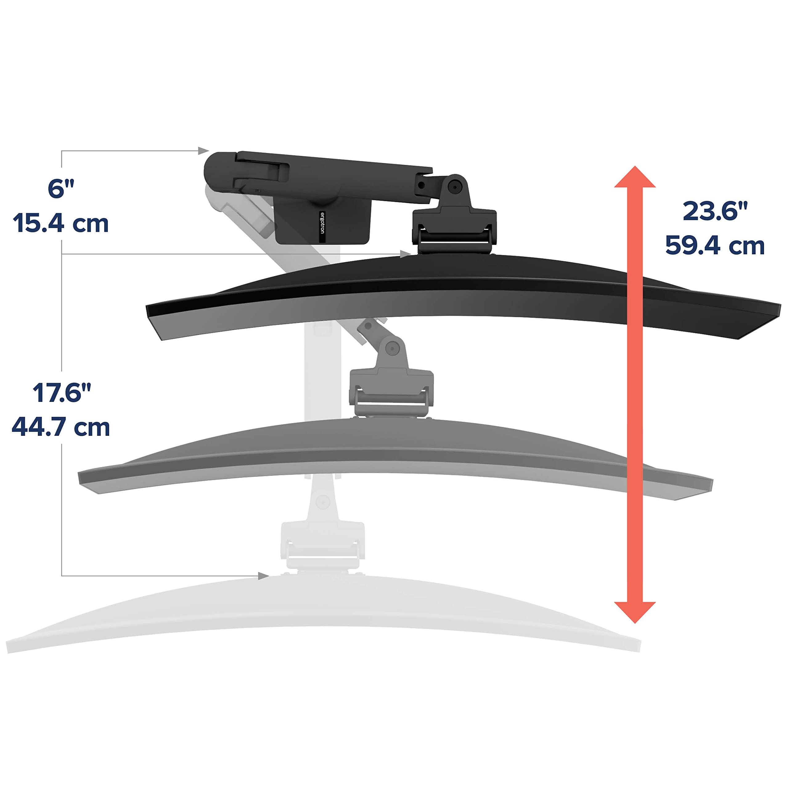 Ergotron – HX HD Premium Heavy Duty Gaming Monitor Arm, Single Monitor Desk Mount – for 1000R Curved Ultrawide Monitors Up to 49 Inches, 28 to 42 lbs, VESA 75x75mm or 100x100mm – HD Pivot, Matte Black