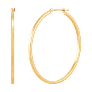 Welry Square Tube Hoop Earrings for Women, 10K Yellow Gold, Jewelry Gift Idea, 40mm