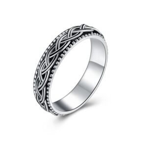 YAFEINI Fidget Ring Sterling Silver Celtic Spinner Ring for Women Celtic Knot Spining Ring Celtic Irish Jewelry Gifts for Men