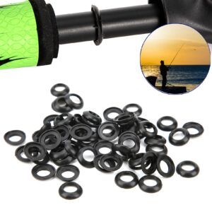 Winding Check Ring, 60PCS Fishing Rod Trim Ring Fishing Rod Building Silicone Elastic Winding Check Dress Ring Fishing Reel Care Accessories(11MM)