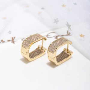 14K Gold Plated cubic Zirconia Huggie Cuff Earrings for women Hoop Earrings