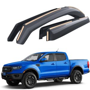 goodyear shatterproof in-channel window deflectors for ford ranger 2019-2023 supercrew, rain guards, window visors for cars, vent deflector, car accessories, 4 pcs - gy003449lp