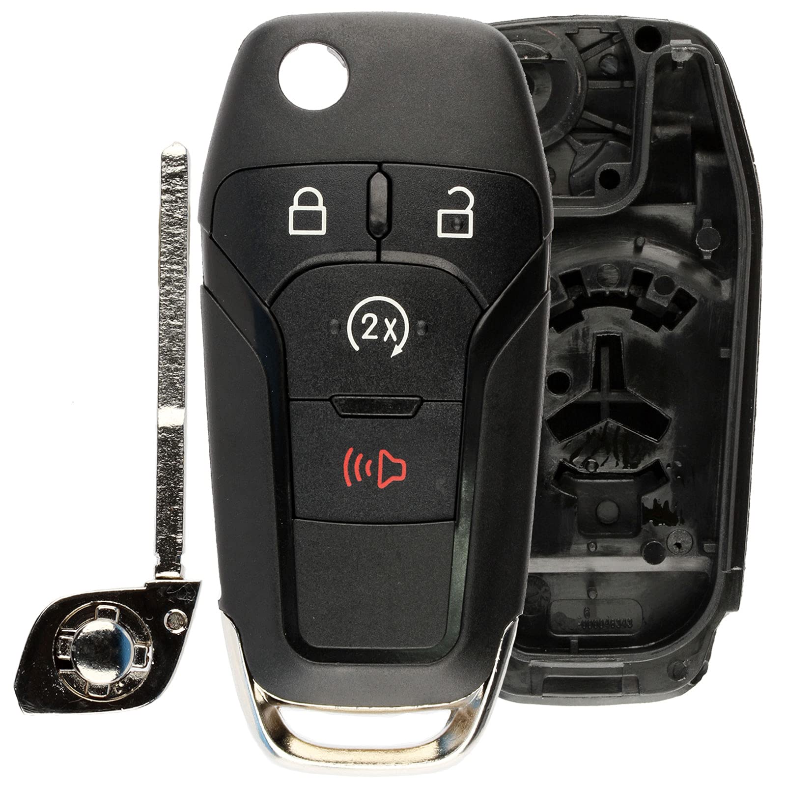 Remote Start Flip Key Fob Shell Case Replacement for Ford N5F-A08TDA, 5923694