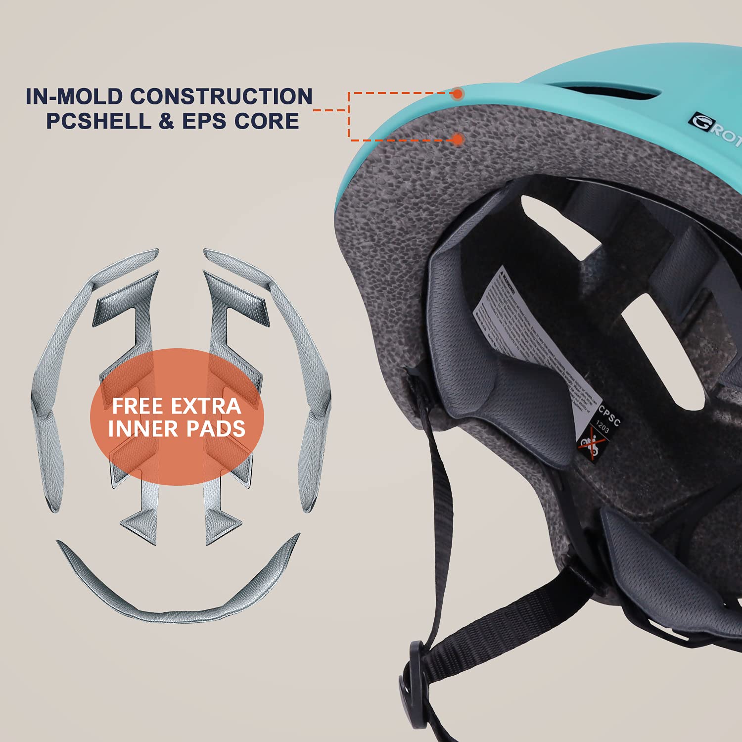 GROTTICO Adult Bike Helmet with Light - Dual Certified for Bicycle Scooter Skateboard Road Cycling Skating Helmet