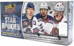 2020‐21 upper deck nhl rookie box set - complete 25 card set - chance for 1 autograph