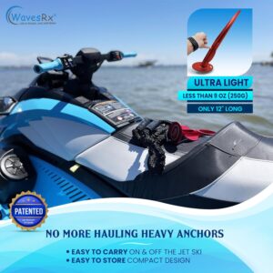 WAVESRX 12" Aluminum Sand Spike Beach Anchor - WaveCobra | Keeps Your Watercraft Securely Anchored Near Shore, Sandbar or in Shallow Water | Ultra Light Patent Pending Design for Jet Ski & Small PWC