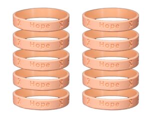 10 pack peach awareness silicone bracelets – peach rubber wristbands for endometrial cancer & uterine cancer awareness - perfect for people with small wrist