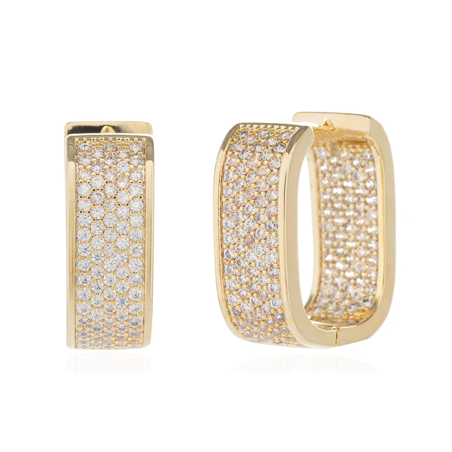 14K Gold Plated cubic Zirconia Huggie Cuff Earrings for women Hoop Earrings