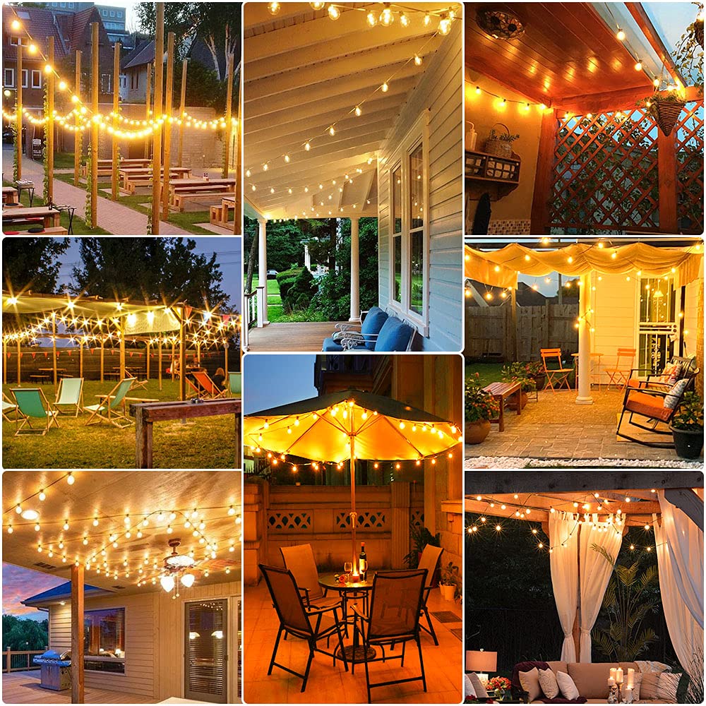 RTTY Outdoor String Lights 50ft, G40 Led Patio Lights with 26pcs Bulbs,Waterproof Shatterproof Dimmable Hanging Connectable Globe Outdoor Lights for Cafe,Bistro,Backyard,Gazebo,Balcony,Party, Black