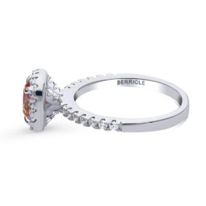 BERRICLE Sterling Silver Halo Red Orange Cushion Cut Cubic Zirconia CZ Kaleidoscope Fashion Ring for Women, Rhodium Plated Size 9