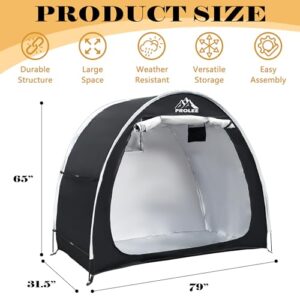 PROLEE Bike Shed 6.6FT, Waterproof Oxford Fabric Storage Tent for 2 Bikes, Outdoor Storage with Window Design, Black