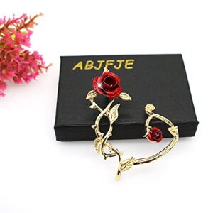 Retro Rose Flower Climbers Crawler Jacket Earrings Sparkly Metal Left Ear Cuff Wrap Clip Stud Earring for Women Fashion Jewelry 1 PC (Gold)