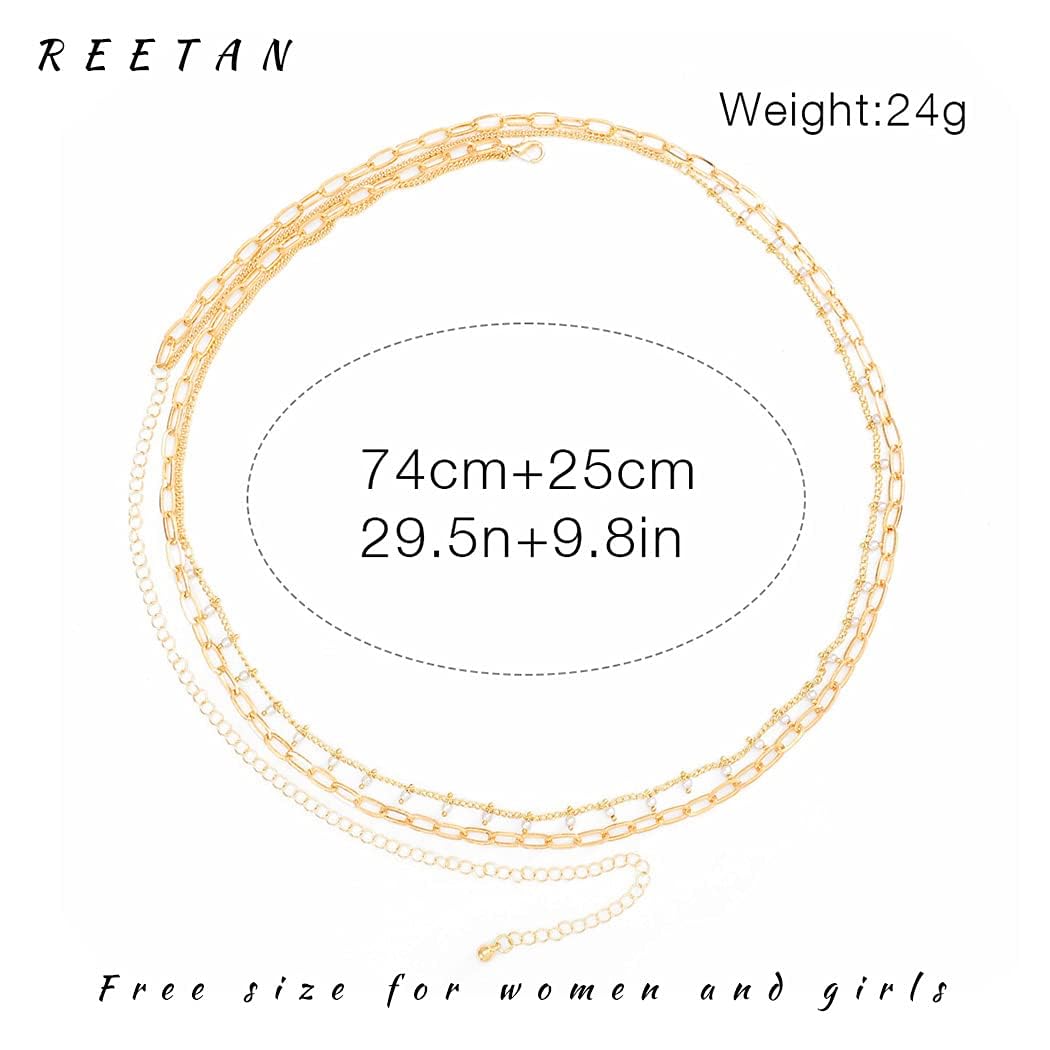 Reetan Pearl Layered Belly Body Chain Gold Body Chains Tassel Waist Chain Beach Bikini Body Jewelry Accessories for Women and Girls