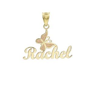 certified 10k yellow gold personalized name butterfly pendant custom made any name