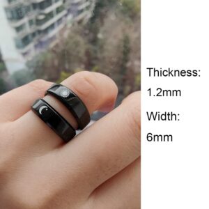 SHAREMORE Sun and Moon Rings Matching Rings for Couples Personalized Rings Promise Couple Ring Customized Engagement Wedding Ring Band Sets for Him and Her Stainless Steel High Polished Comfort Fit