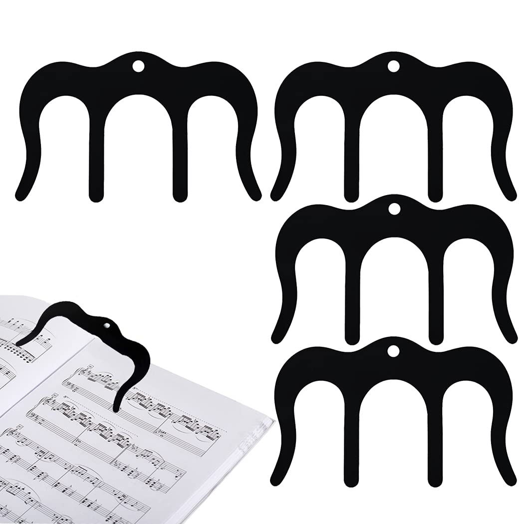 4 Pieces Music Book Clip- Page Holder for Sheet Music Stands, Pianos, Musicians