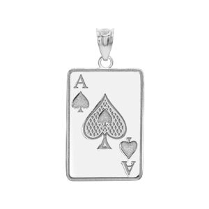 Good Luck Charm Personalized Name Sterling Silver Poker Card Ace Of Spades Hip Hop Pendant