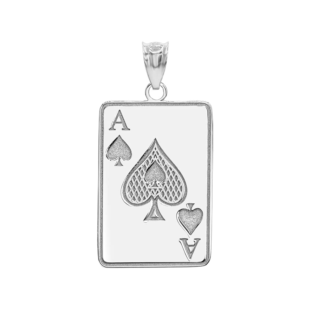 Good Luck Charm Personalized Name Sterling Silver Poker Card Ace Of Spades Hip Hop Pendant