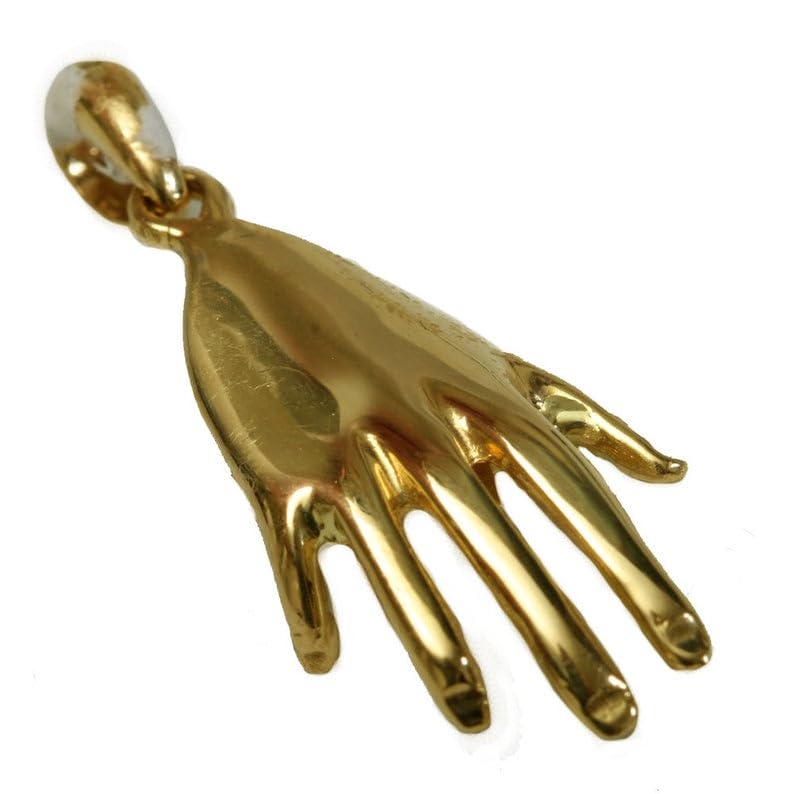 Baltinester Handmade 3D Hamsa Hand Holding a Star of David Pendant in 14k Yellow Gold Jewish Jewelry 0.82 x 0.59 Inch Jewelry