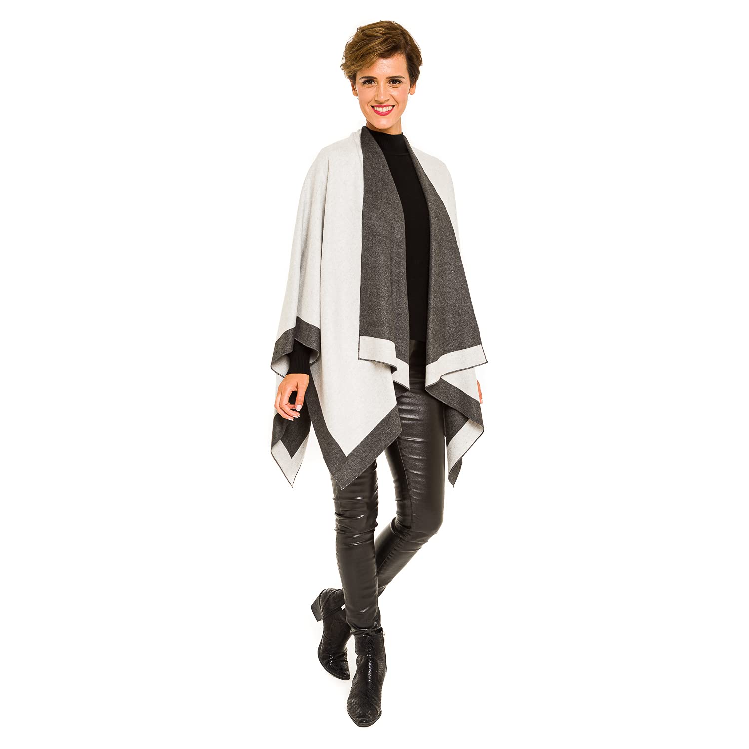 Women's Shawl Wrap Poncho Ruana Cape Cardigan Sweater Open Front for Spring Summer Fall (PC-10-1)