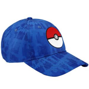 Bioworld Pokeball Embroidered Blue Tie Dye Cotton Twill Pokémon Baseball Hat