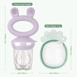 Haakaa Baby Fruit Food Feeder & Mini Freezer Nibble Tray Combo, Breastmilk Popsicle Molds for Baby Cooling Relief, BPA Free Silicone Feeder for Safe Infant Self Feeding, 4 Month+ (Lavender)