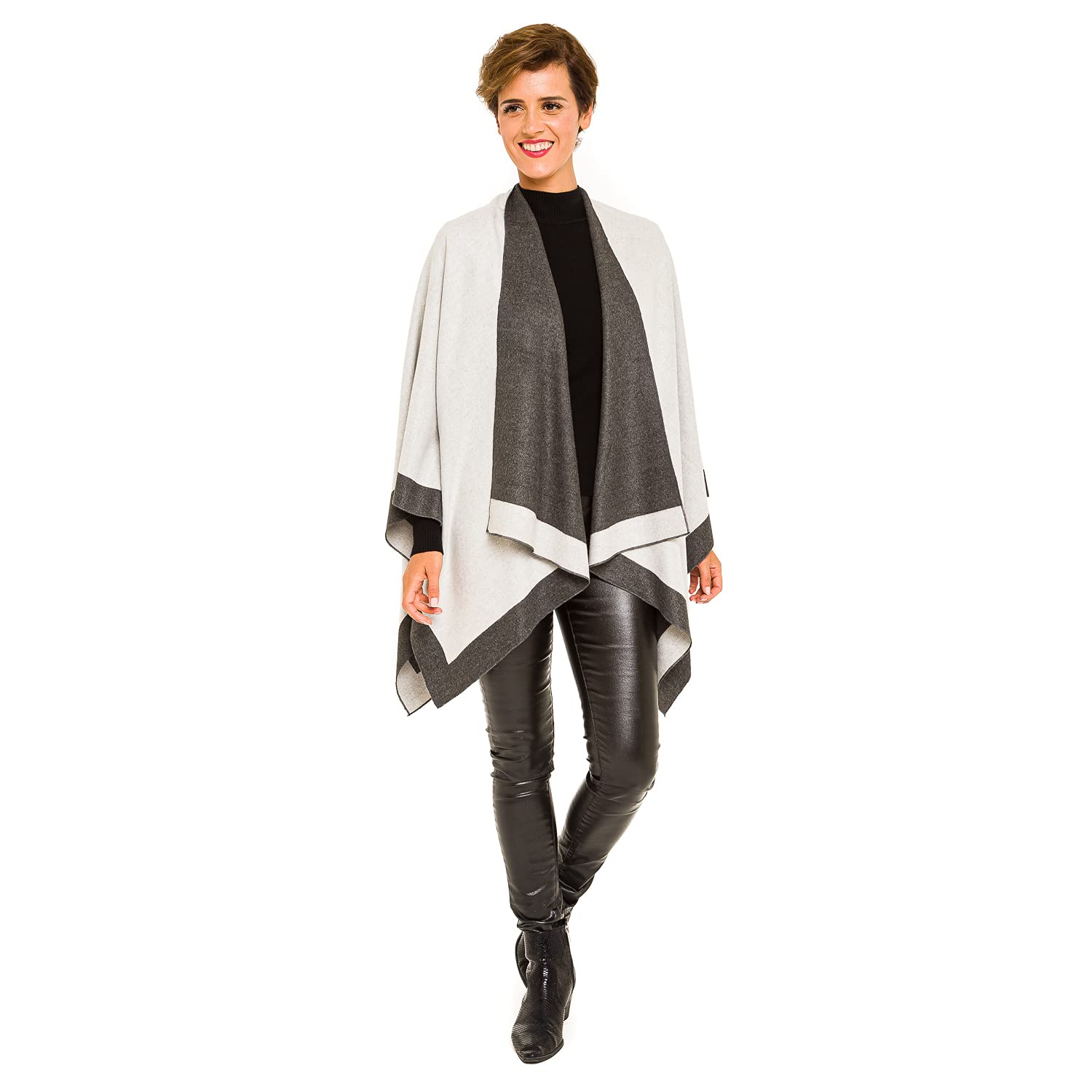 Women's Shawl Wrap Poncho Ruana Cape Cardigan Sweater Open Front for Spring Summer Fall (PC-10-1)