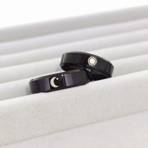 SHAREMORE Sun and Moon Rings Matching Rings for Couples Personalized Rings Promise Couple Ring Customized Engagement Wedding Ring Band Sets for Him and Her Stainless Steel High Polished Comfort Fit