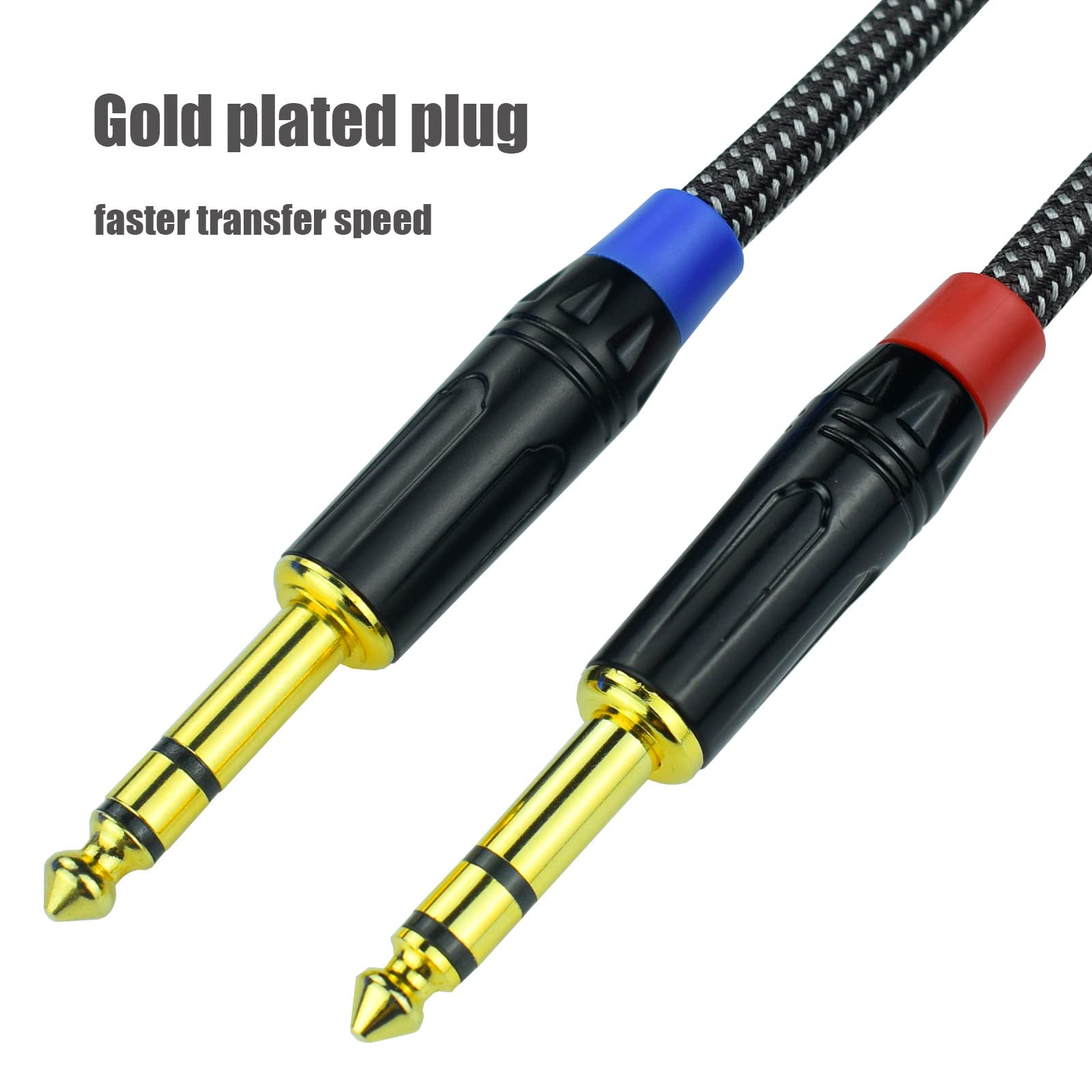 Ihurllu Balanced 1/4" TRS to XLR Male Patch Cable, 6.6Feet Quarter Inch 6.35mm to 3pin XLR Male Microphone Cable, Heavy Duty Nylon Braided, Gold Plated Plug, for Mixer, Speaker, Studio Monitor -2Pack