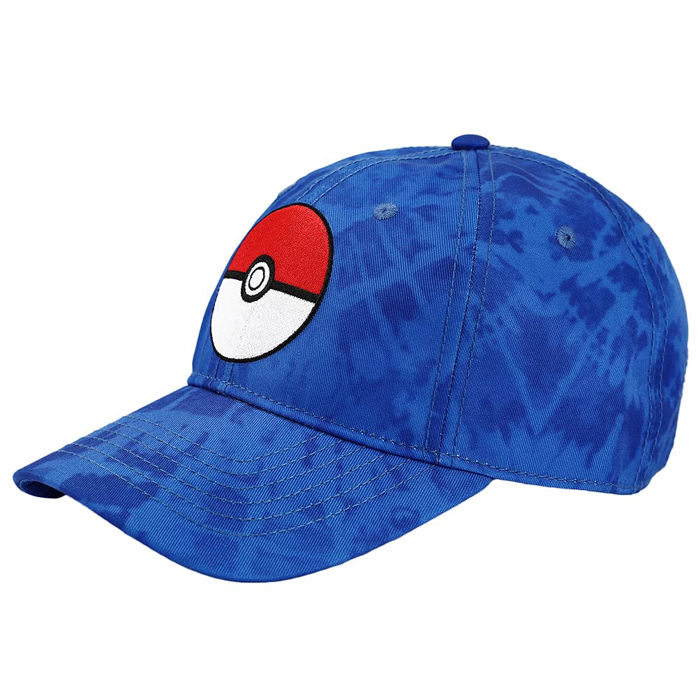 Bioworld Pokeball Embroidered Blue Tie Dye Cotton Twill Pokémon Baseball Hat