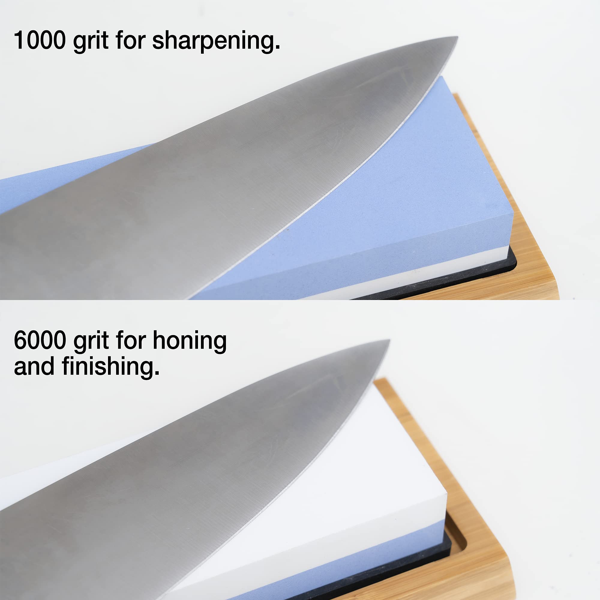 NEIKO 54002A Whetstone 1000/6000, Wet Stone Sharpening Kit, 2Sided, Highly Durable Corundum Water Stone, Angle Guide, Non-Slip Bamboo Base, Knife Sharpening Stone for Knives, Whetstone Knife Sharpener