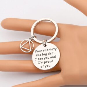 CENWA Sobriety Gift Recovery Sponsor Gift Your Sobriety Is a Big Deal I See You And I’m Proud of You Keychain (Your Sobriety Is K)