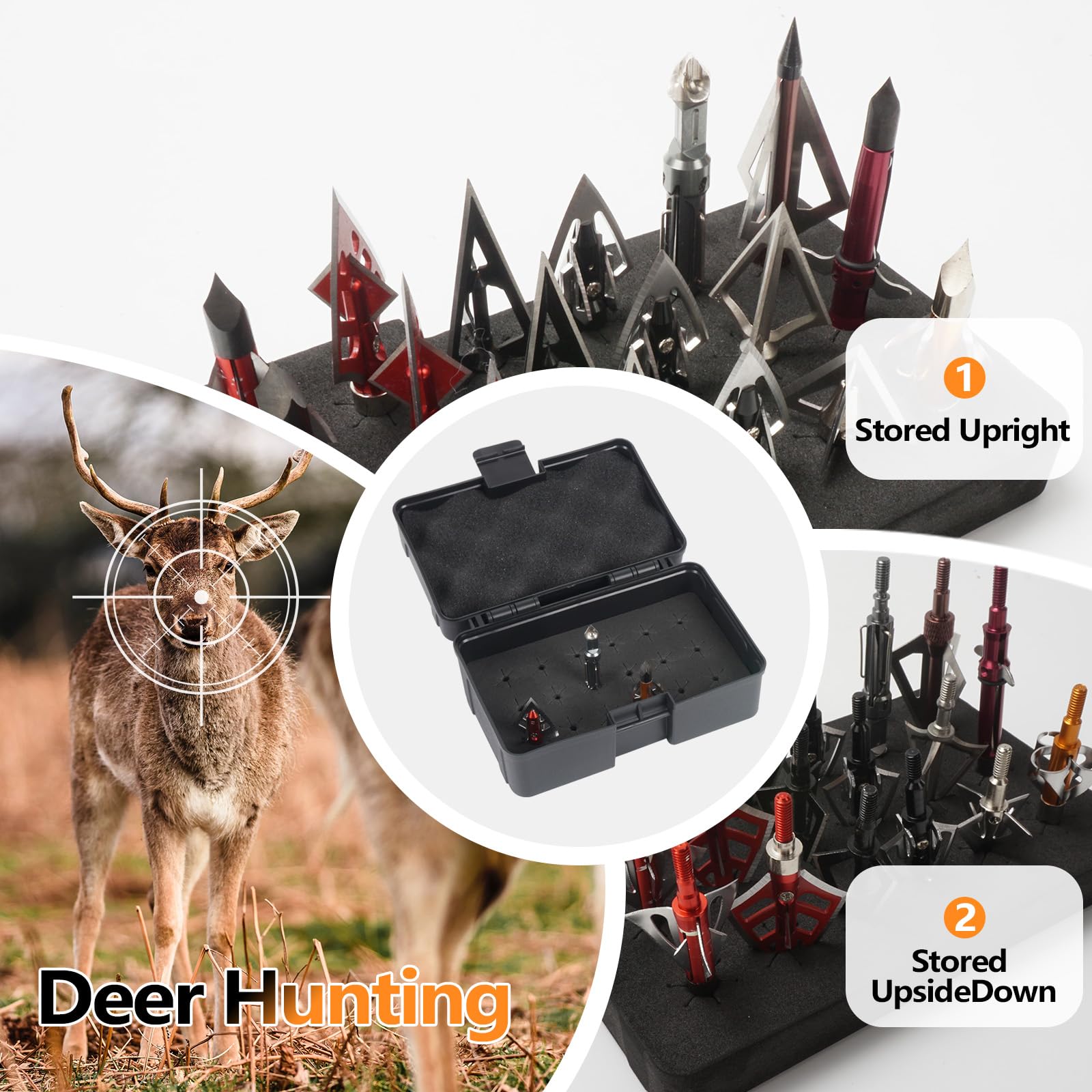 Smarkey Archery Broadhead Box Arrow Case Holds 18 Arrowheads Broadhead Case Holder for Crossbow Recurve Bow and Compound Bow Hunting Accessories Storage