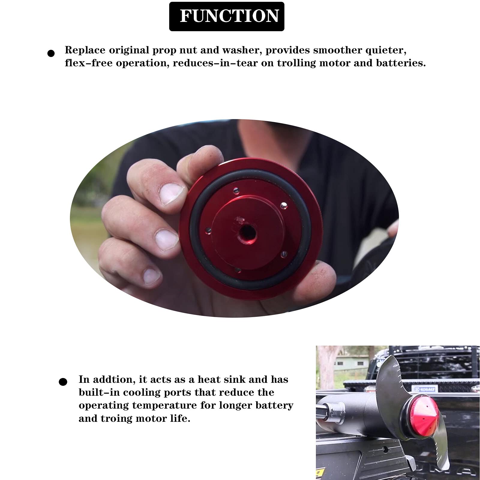 Eliminator Prop Nut #GFEL-MK-BK-DP Boat Motor Replace for T-H Marine Compatible with MinnKota 80, 101 and 112 Trolling Motor (red)