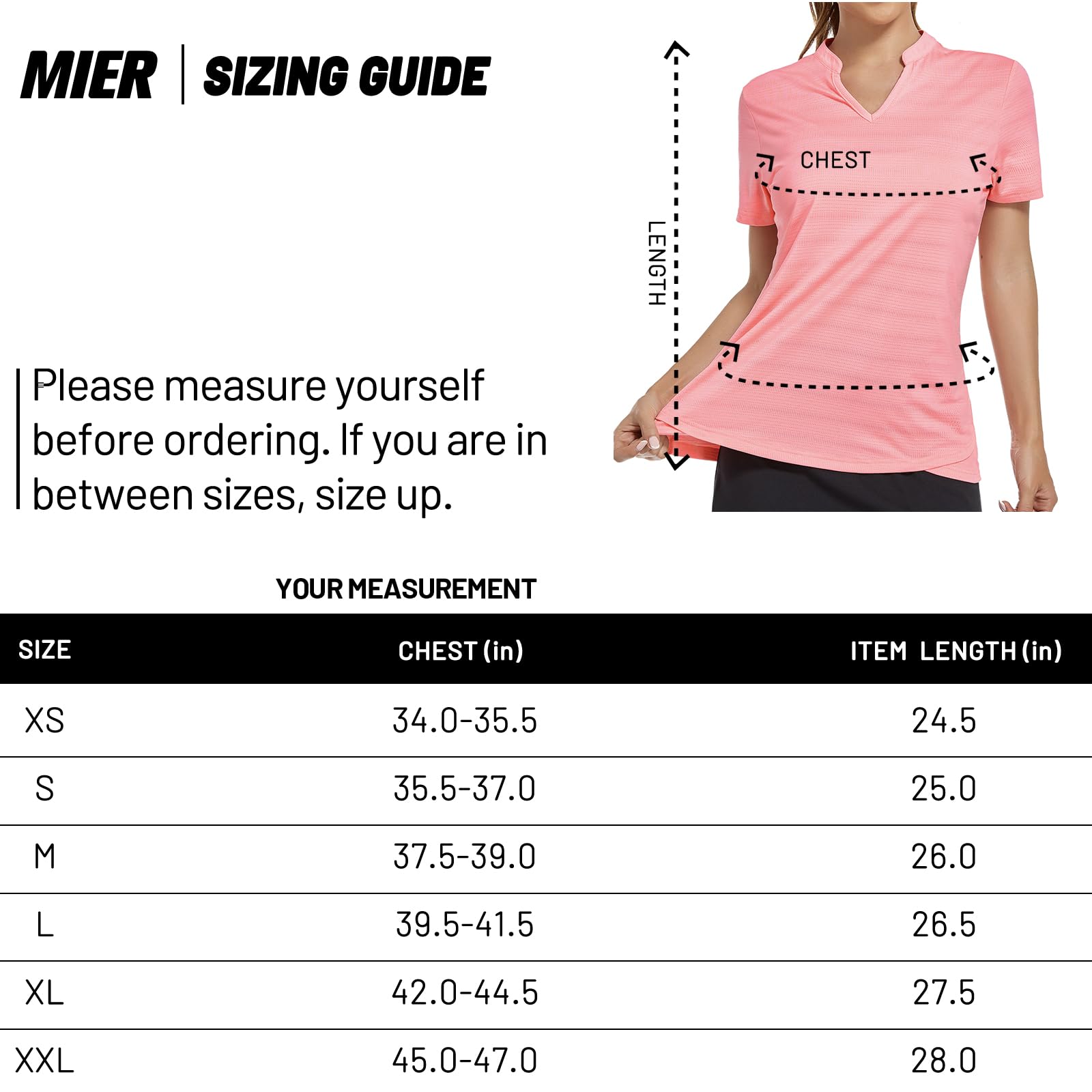 MIER Women's Collarless Golf Polo Shirt - UV Protection, Lightweight & Quick Dry - Pink, M